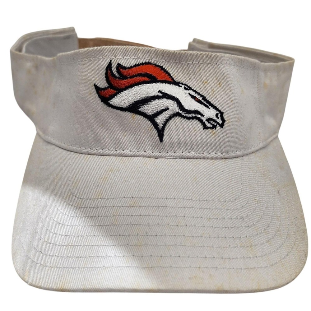 Vintage NFL Denver Broncos Visor White Adjustable Cotton Sun Hat NWT‎ Flawed